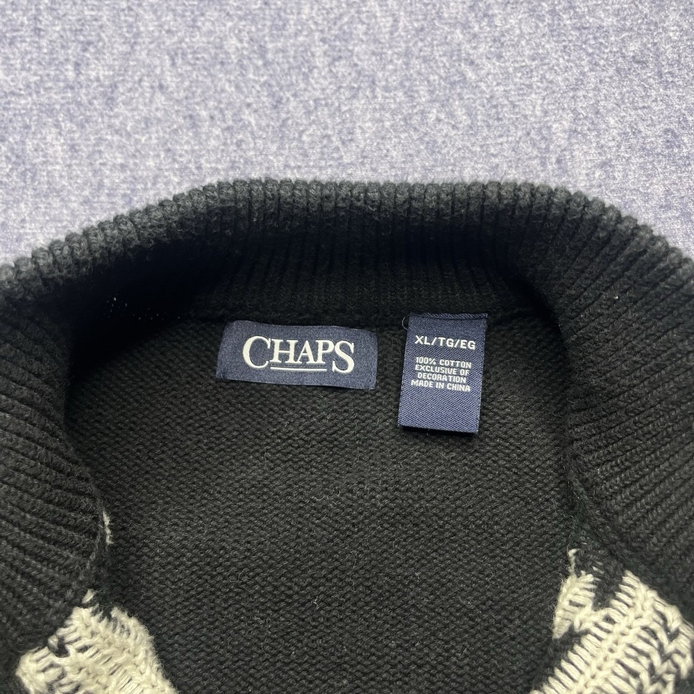 Chaps Black and White‎ Men's Christmas Sweater Size: X-Large Fair Isle Sweater - Picture 5 of 6